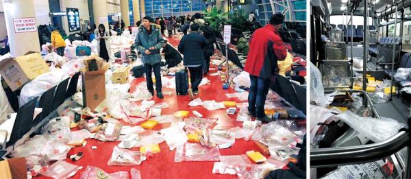 韩媒再爆中国游客机场乱扔垃圾 所过之处一片狼藉(图)