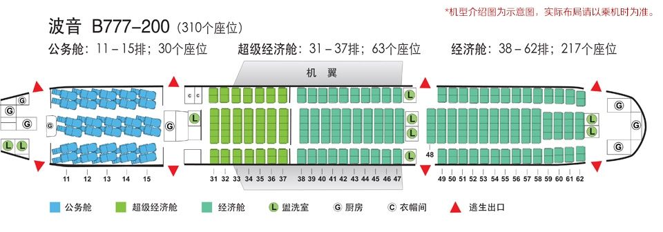 国航波音777-200客机客舱布局