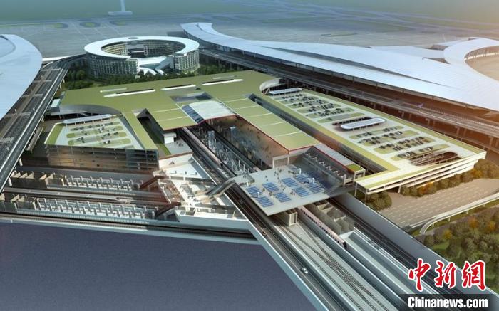 成都天府国际机场透视效果图。 中建八局供图 成都天府国际机场透视效果图。 中建八局供图