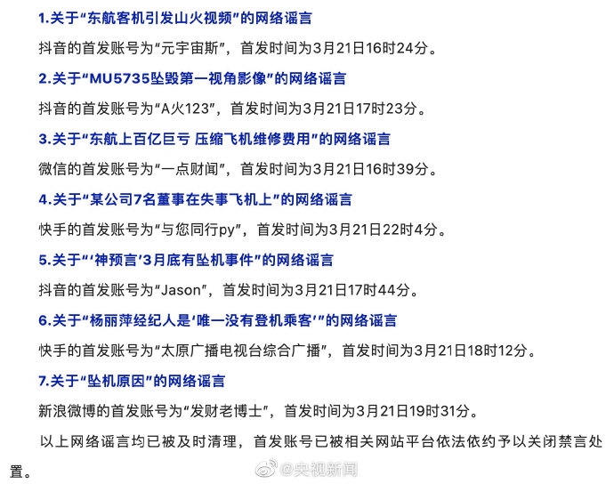 国家网信办：清理涉MU5735违法违规信息27.9万余条